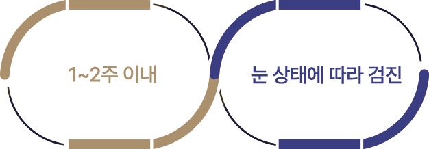 1~2 주 이내, 눈 상태에 따라 검진